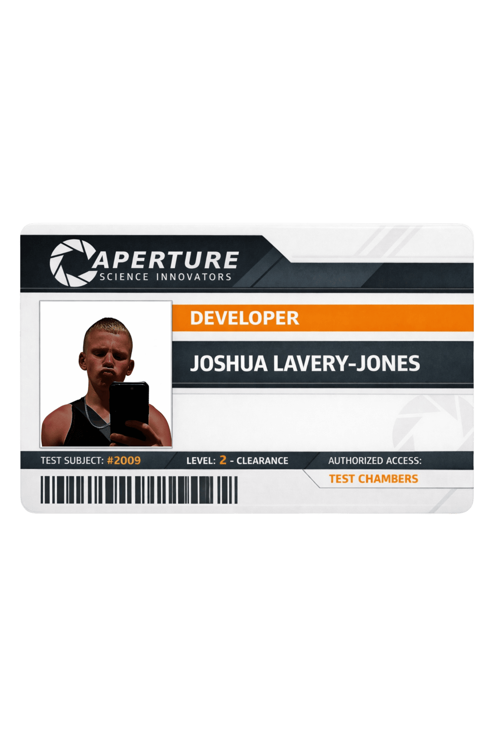 Joshua Lavery-Jones - Aperture Science ID Card
